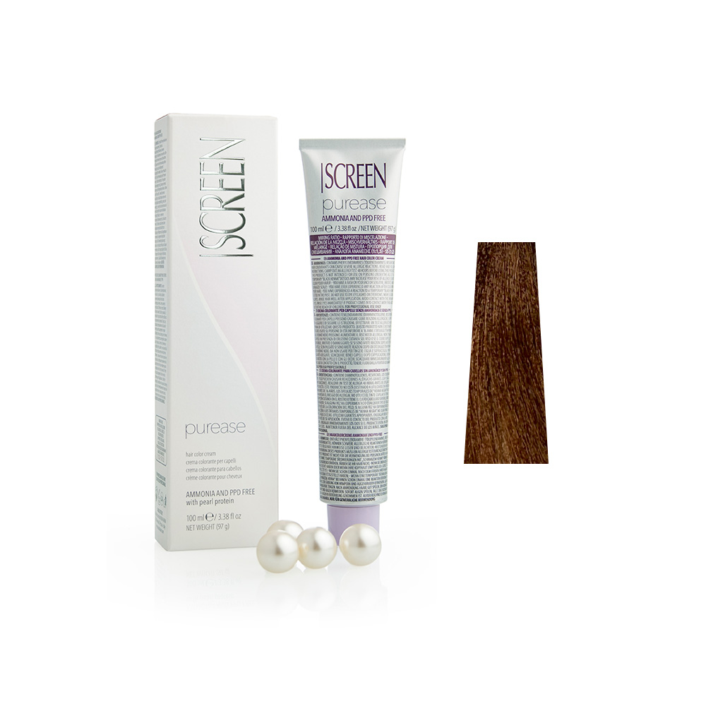 Крем-фарба без аміаку з протеїнами перлів SCREEN Purease 6DC (6.31) Ash Golden Dark Вlonde, 100 ml - 1